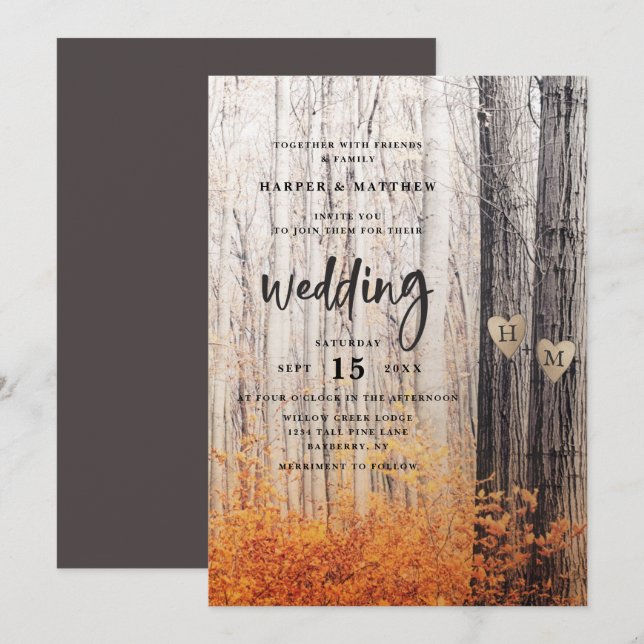 De två Älskare som transporterade Träd-Fallskogen  Inbjudningar (Fram/baksida)