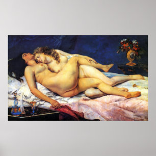 De två flickvännerna av Gustave Courbet Poster