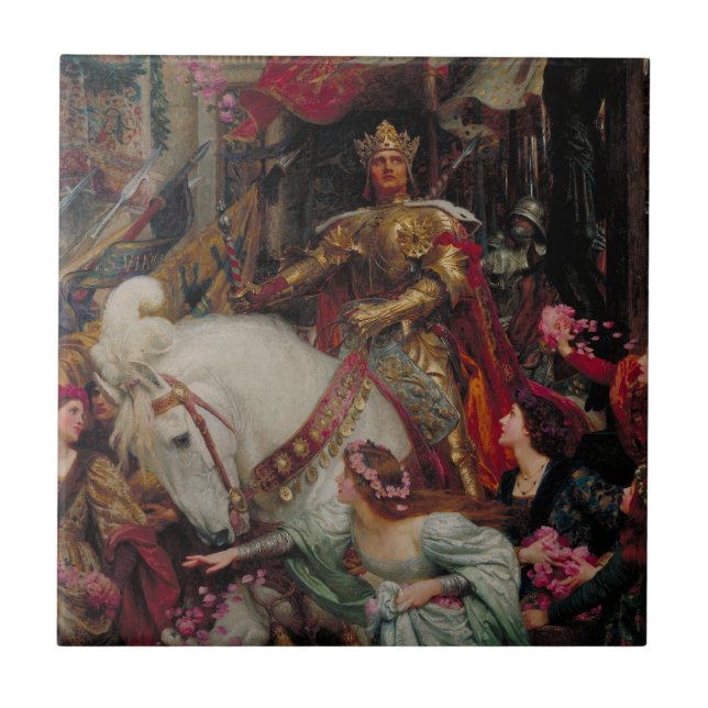 De två kronorna av Sir Frank Bernard Dicksee Kakelplatta (Framsidan)