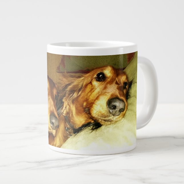 De två Långhårigare Dachshunds Wraparound Jumbo Mugg (Framsida höger)