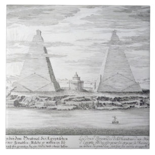 De två pyramiderna av Moeris, kung av egyptenen Kakelplatta