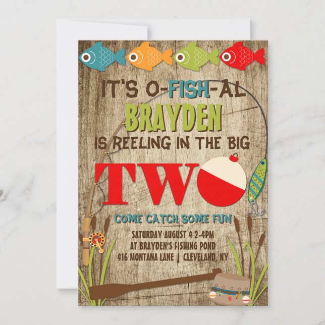 De två stora fisketemana börjar födelsedag inbjudningar (Framsida)