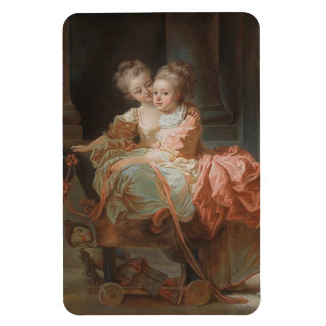 De två systrarna - Jean-Honoré Fragonard Magnet (Vertikal)