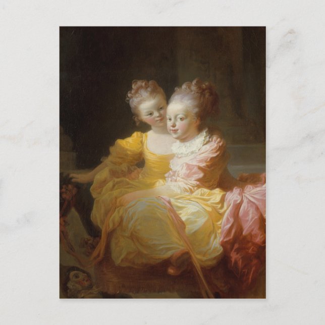 De två systrarna - Jean-Honoré Fragonard Vykort (Framsida)