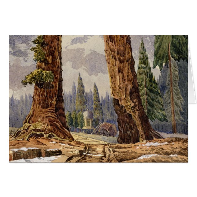 De två vaktposterna, på dungen av stora träd hälsningskort (Framsidan Horizontal)