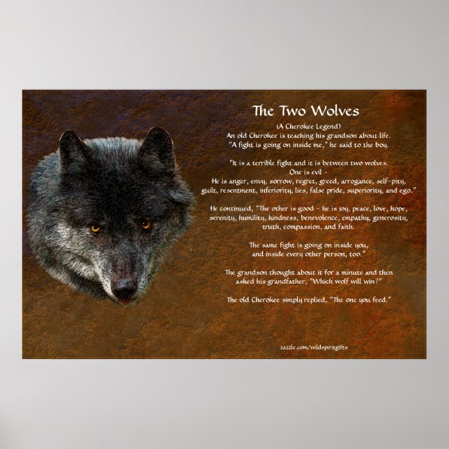 DE TVÅ VARGARNA CHEROKEE TALE Art Poster (Framsidan)