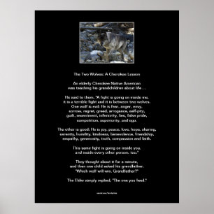DE TVÅ VARGARNA CHEROKEE TALE Art Poster