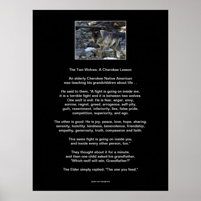 DE TVÅ VARGARNA CHEROKEE TALE Art Poster (Framsidan)