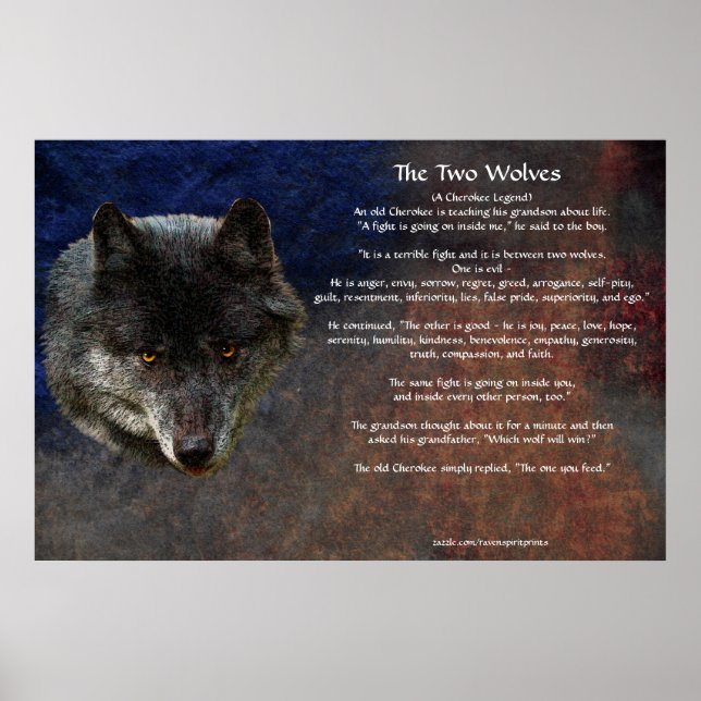 DE TVÅ VARGARNA CHEROKEE TALE Art Poster (Framsidan)