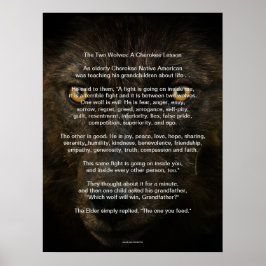 DE TVÅ VARGARNA CHEROKEE TALE Native American Prin Poster