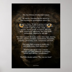DE TVÅ VARGARNA CHEROKEE TALE Native American Prin Poster