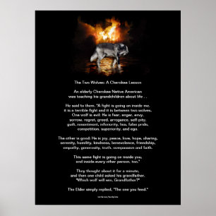 DE TVÅ VARGARNA CHEROKEE TALE Native American Prin Poster
