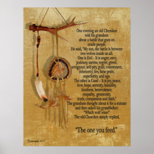 De två vargerna, Cherokee-ordspråket Poster