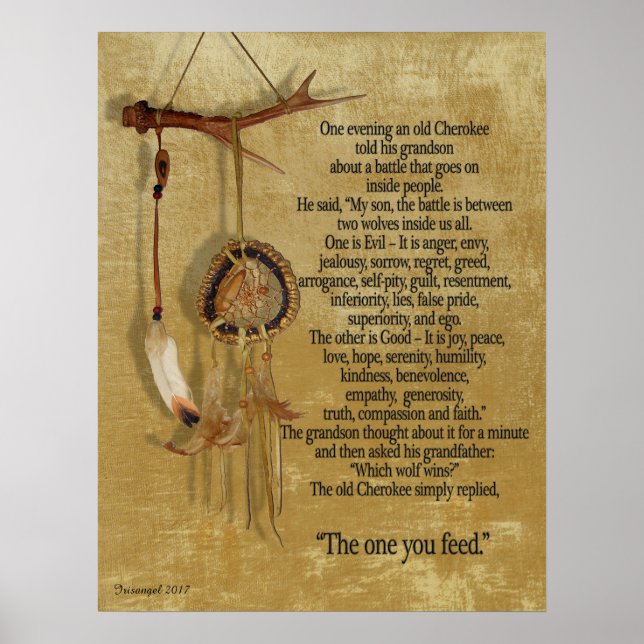 De två vargerna, Cherokee-ordspråket Poster (Framsidan)