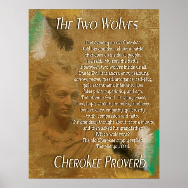 De två vargerna, Cherokee-ordspråket Poster (Framsidan)