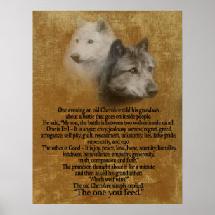 De två vargerna, Cherokee-ordspråket Poster