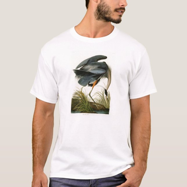 De underbara blåttHeronJohn Audubon fåglarna av Tee Shirt (Framsida)