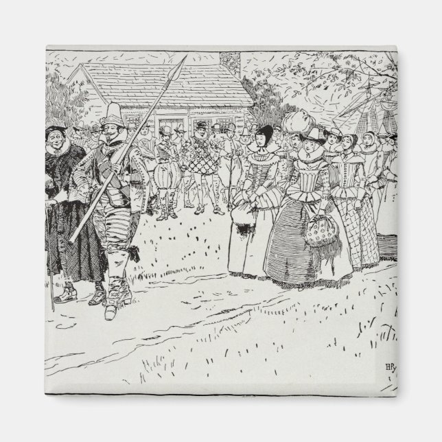 De unga kvinnornas ankomst till Jamestown Magnet (Framsidan)