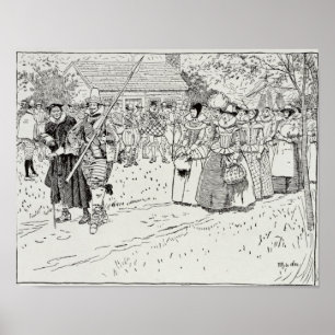 De unga kvinnornas ankomst till Jamestown Poster