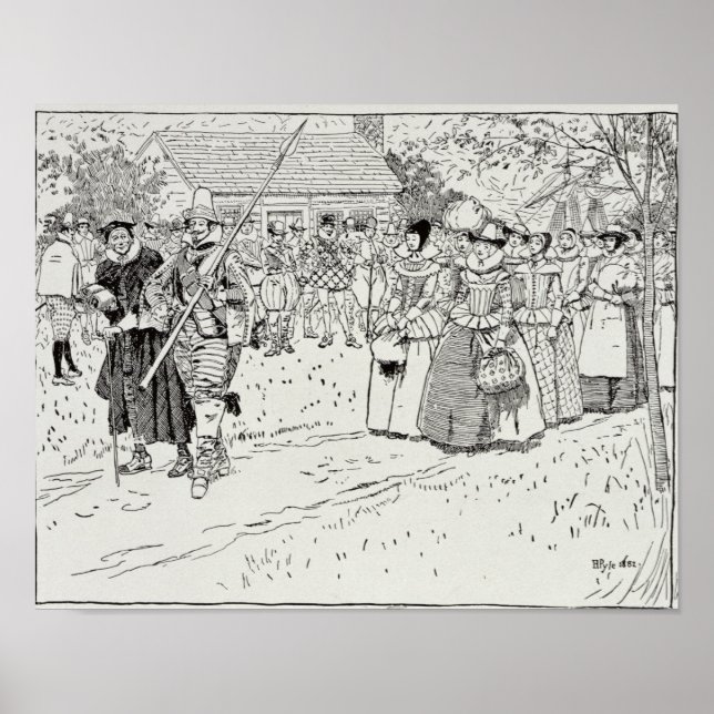 De unga kvinnornas ankomst till Jamestown Poster (Framsidan)