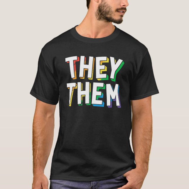 De uppmärksammar Pronoun HBT-Pridet T Shirt (Framsida)