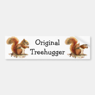 De ursprungliga Treehuggers Humor är ekorrar Bildekal