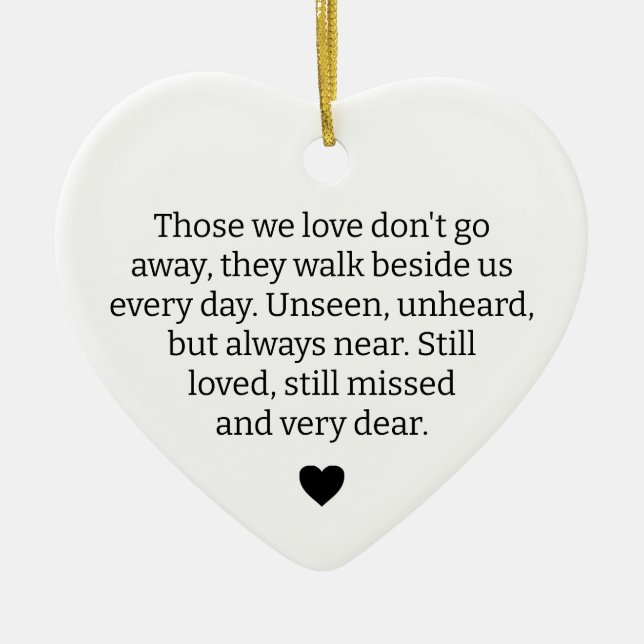 De vi älskar försvinner inte Prydnad, Sorg  Julgransprydnad Keramik (Framsidan)