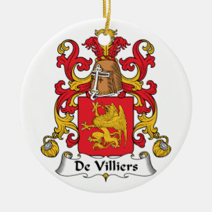 De Villiers Familj vapensköld Julgransprydnad Keramik