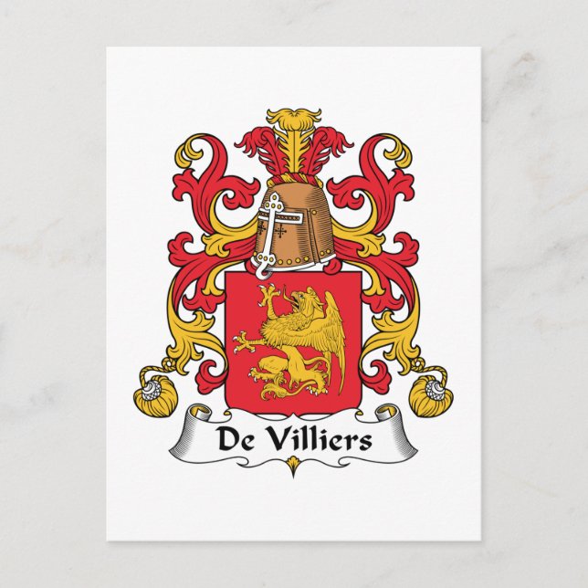 De Villiers Family Crest Vykort (Framsida)
