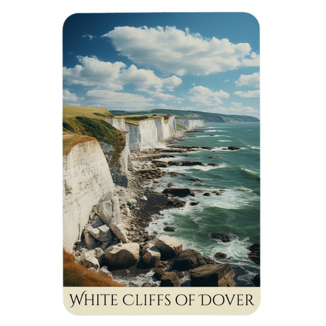 De vita klipporna Teckning | Dover England Magnet (Vertikal)