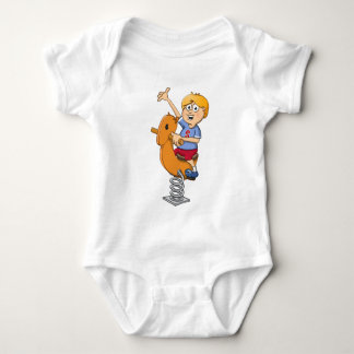 De vrolijke jongen op de wipkip t shirt