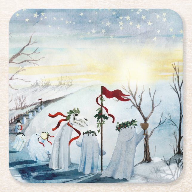 De Wassailing-spökena Underlägg Papper Kvadrat (Framsidan)