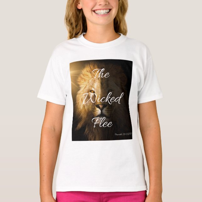 De Wicked Flee Proverbs 28:1 KJV Girl's T Shirt (Framsida)