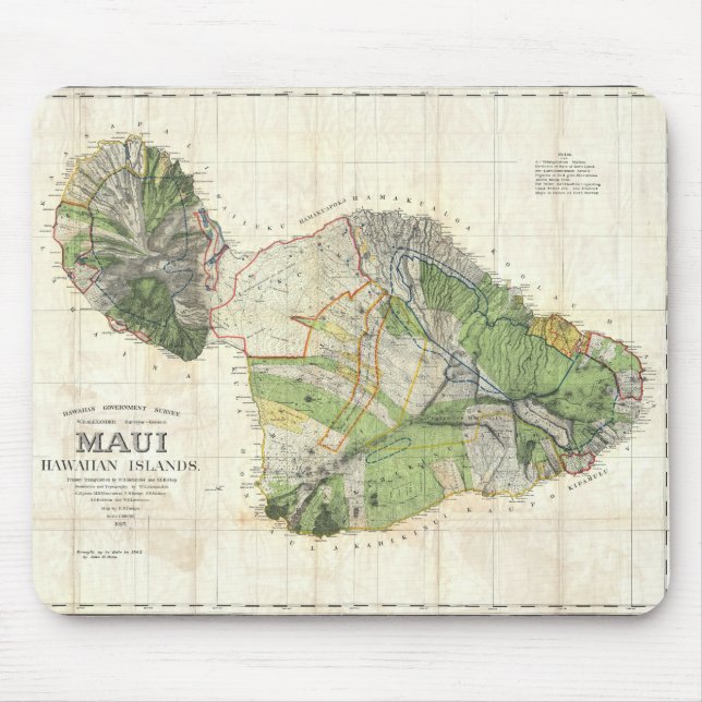De Witt Alexander karta 1885 av Maui, Hawaii Musmatta (Framsidan)