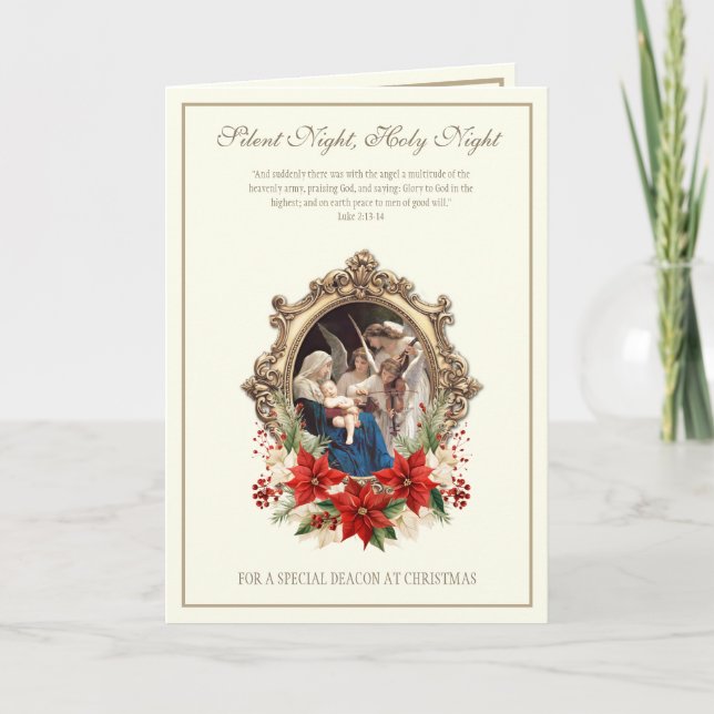 Deacon Christmas Mary Angels playing music Helgkort (Framsida)