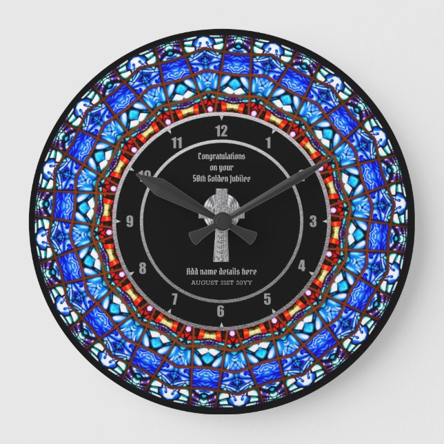 Deacon Minister Ordination-årsdagen StachedGlas Stor Klocka (Framsida)