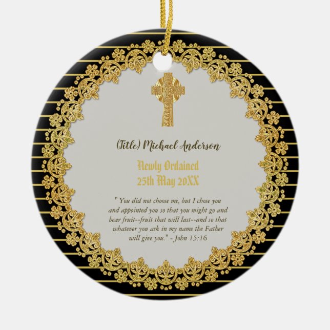 DEACON Newly Ordached Verse Gift minnesstund Julgransprydnad Keramik (Framsidan)