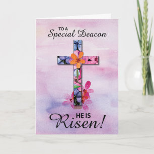 Deacon Påsk Han är Risen Kor Watercolor Flowers Kort