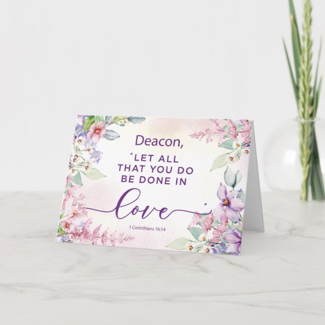 Deacon Religiösa Valentine Day Kärlek Scripture Kort (Framsida)
