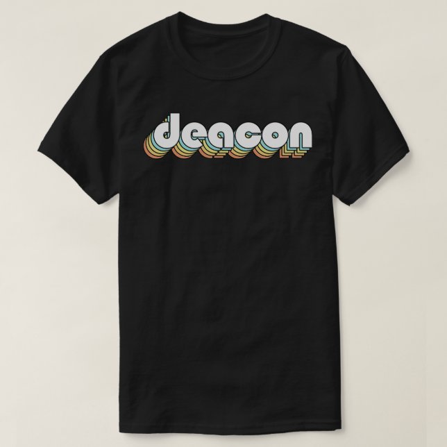 Deacon Retro Rainbow Typography Faded Stil T Shirt (Design framsida)