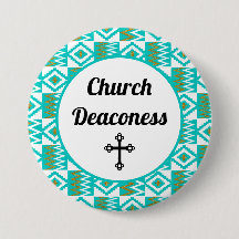 Deaconess Aqua Teal Blue Kente Trasa Button Pin