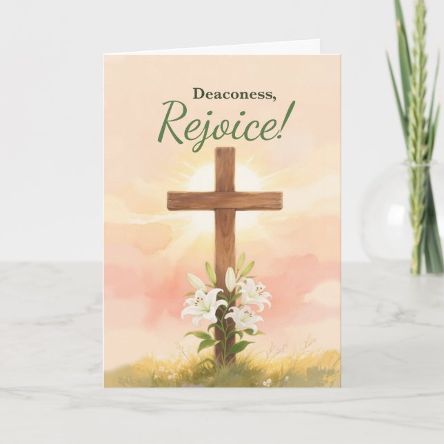 Deaconess Easter Rejoice Cross and Lilies Kort (Framsida)