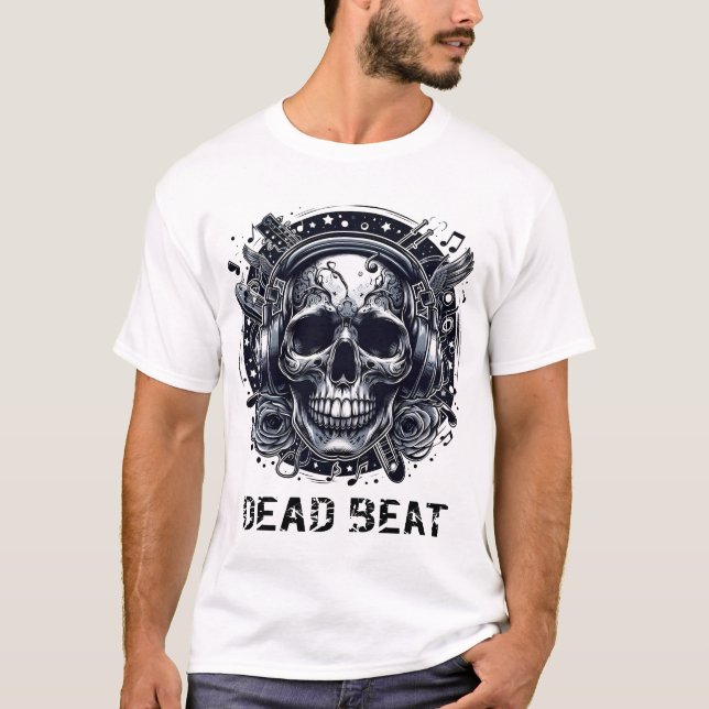 Dead Beat | Skull Music Älskare T Shirt (Framsida)