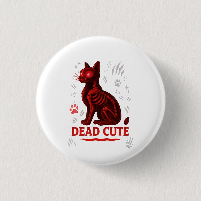 Dead Cute – Halloween Cat T-Shirt Knapp (Framsida)