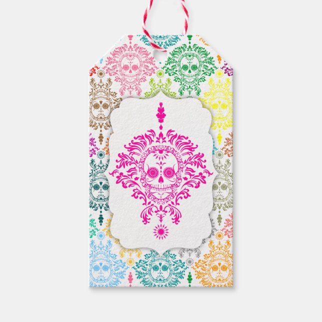 Dead Damask - Anpassningsbar Sugar Skull Gift-Märk Presentetikett (Framsidan)