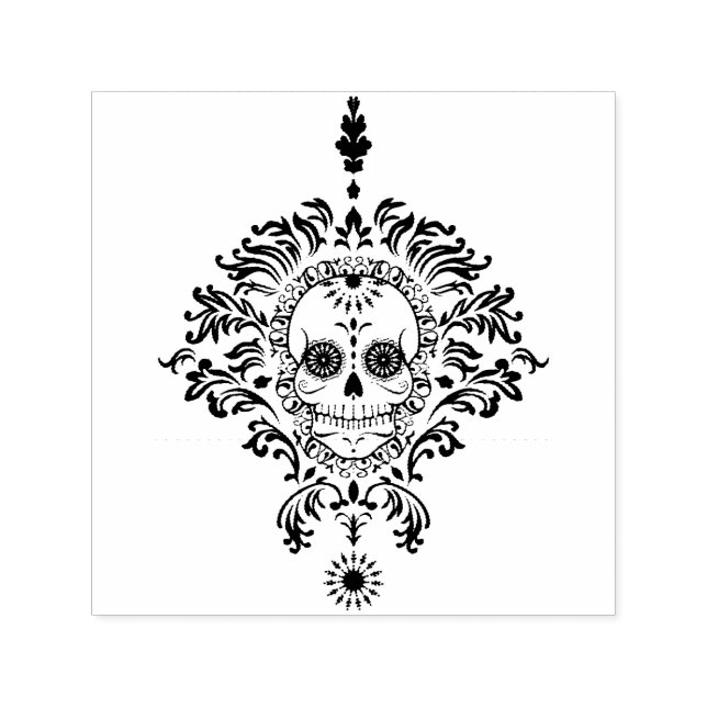 Dead Damask Ornate Sugar Skull Self Inking Frimärk Självfärgande Stämpel (Design)