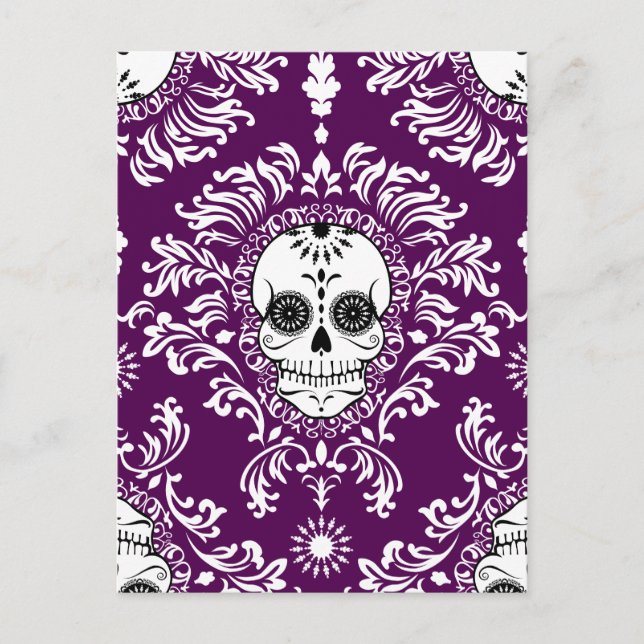 Dead Damask - vykort för Chic Sugar Skull (Framsida)