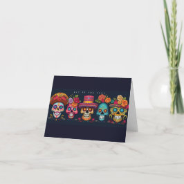 Dead Day Party Sugar Skull Halloween Helgdag Tack Kort