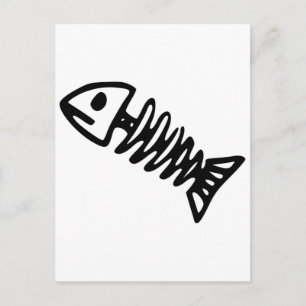 Dead Fish Skeleton Skull Bones Fossil Vykort