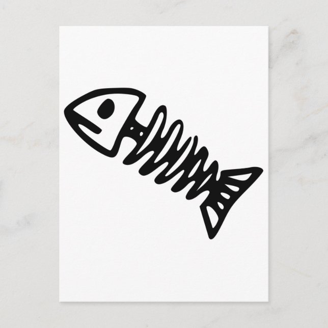 Dead Fish Skeleton Skull Bones Fossil Vykort (Framsida)